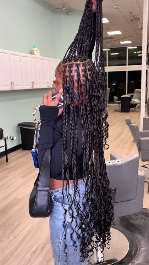 small knotless with curls #fyp #braids #knotlessbraids Summer, Box Braids, Braided Hairstyles, Braided Cornrow Hairstyles, Braided Hairstyles For Black Women Cornrows, Knotless, Box Braids Hairstyles, Box Braids Hairstyles For Black Women, Braids With Curls