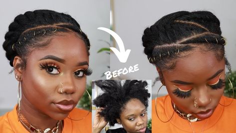 everyday makeup EVERYDAY HAIRSTYLE For "AWKWARD" Length 4B/C Natural Hair | Eye Makeup Tutorial | Ch Braided Hairstyles, Protective Hairstyles For Natural Hair, Natural Hair Styles For Black Women, Natural Hair Updo, Natural Hairstyles For Kids, Natural Hair Styles Easy, Flat Twist Hairstyles, Twist Hairstyles, Hairstyles For Thin Hair