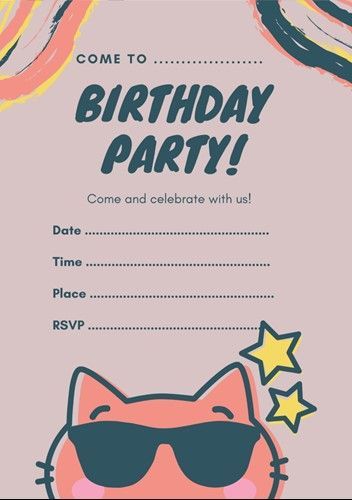 Download and print off your own birthday party invitations for your cat loving childFree printables.