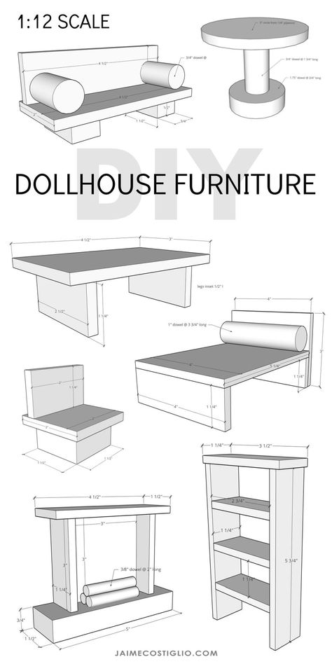 Diy, Miniature, Dollhouse Woodworking Plans, Diy Dollhouse Furniture Easy, Dollhouse Furniture Plans, Diy Dollhouse Furniture, Doll House Plans, Dollhouse Furniture Tutorials, Wooden Dollhouse