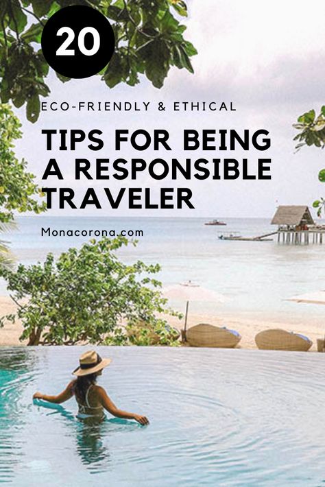 Responsible Tourism Tips for being a more responsible traveler. Ecotourism, sustainability, ethical tourism, & socially responsible travel tips. Travel guide for green travel, ecotourismo, ecolodge, green hotels, local culture, voluntourism, eco-friendly travel, ecofriendly hotel, sustainable hotels, eco resort, carbon offset programs & reducing carbon footprint. Best benefits of responsible travel. Bali, Costa Rica, Tulum, Thailand, Mexico, Indonesia, Vietnam, USA, #ecotourism #travel #tips #ad Indonesia, Trips, Bali, Travelling Tips, Destinations, Vietnam, Dubai, Eco Friendly Travel, Ethical Travel