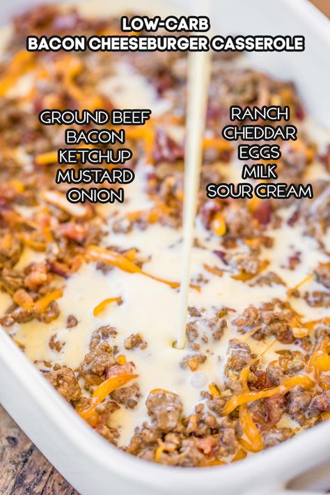 Freeze, Ideas, Sour Cream, Low Carb Recipes, Low Carb Cheeseburger Casserole, Bacon Cheeseburger Casserole, Cheeseburger Casserole Low Carb, Bacon Cheeseburger, Cheeseburger Casserole