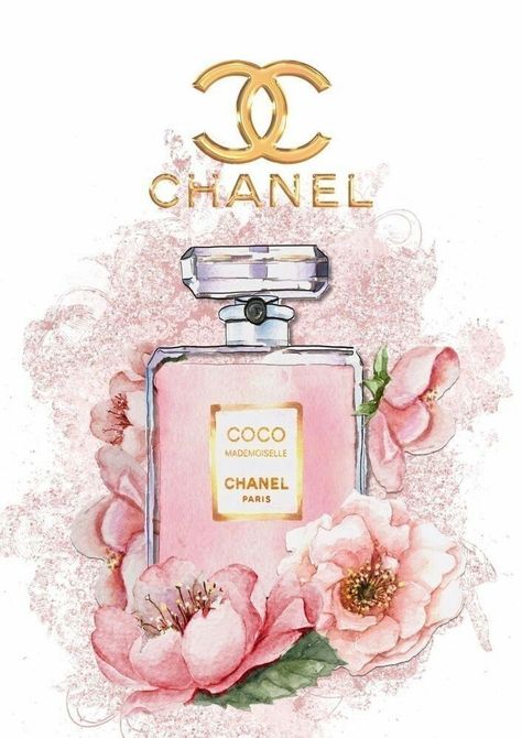 Decoupage, Perfume, Floral, Pink, Chanel, Chanel Art Print, Chanel Art, Chanel Wall Art, Chanel Decor