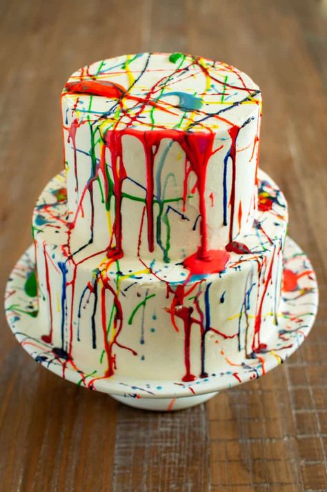 Cake, Cake Designs, Desserts, Pastel, Cake Art, Diy Cake, Splatter Cake, Cake Design, Cake Decorating
