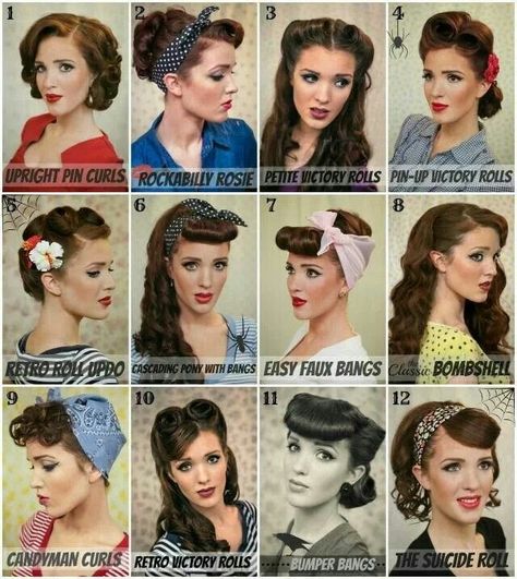 How To: Modern Pin-Up Styles You Need To Know Wedding Hairstyles, Diy Hairstyles, Vintage Hairstyles Tutorial, 50s Hairstyles, 1950s Hairstyles, Hairstyles Theme, Hair Wedding, Cool Hairstyles, Coiffure Facile