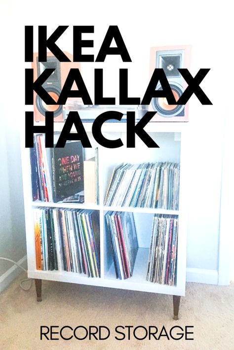 IKEA KALLAX Hack: Record Player Stand/Storage Home, Ikea, Ikea Kallax Hack, Ikea Kallax, Kallax Ikea, Ikea Storage, Record Player Stand Ikea, Kallax Hack, Vinyl Record Storage Ikea
