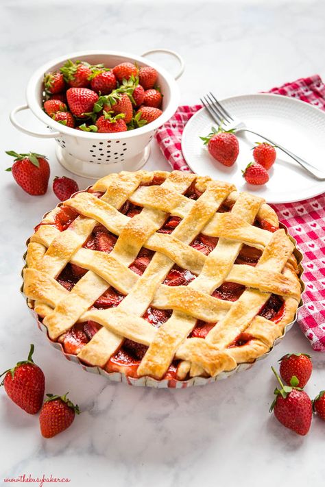 This Classic Strawberry Pie is the perfect summer dessert recipe made with an all-butter crust and fresh strawberries. It's a simple pie recipe that's easy enough for anyone to make - even beginners! Be sure to follow my pro tips below for the perfect old fashioned strawberry pie! Recipe from thebusybaker.ca! #pie #strawberries #strawberrypie #homemade #homesteading #oldfashionedpie #classicrecipe #homemade #dessert #simple #fruit #berries Muffin, Desserts, Dessert, Strawberry Pie Recipe, Fruit Pie Recipe, Easy Strawberry Pie Recipe, Strawberry Pie Filling, Easy Strawberry Pie, Strawberry Pie