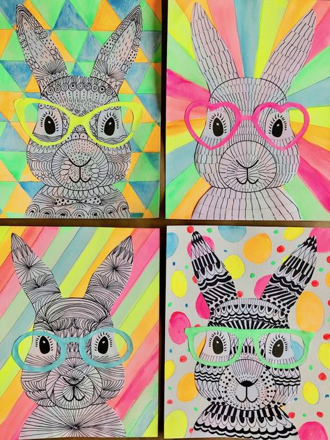 Funky Easter Bunnies #zentangle #drawing #artforkids Easter Crafts, Crafts, Easter Art Project, Easter Art, Easter Egg Art, Easter Drawings, Spring Art Projects, Easter Bunny Crafts, Easter Bunny Template