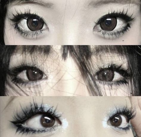 Kawaii, Eyes, Cosplay, Gyaru Makeup, Maquiagem, Black Korean Makeup, Styl, Style, Cute Makeup
