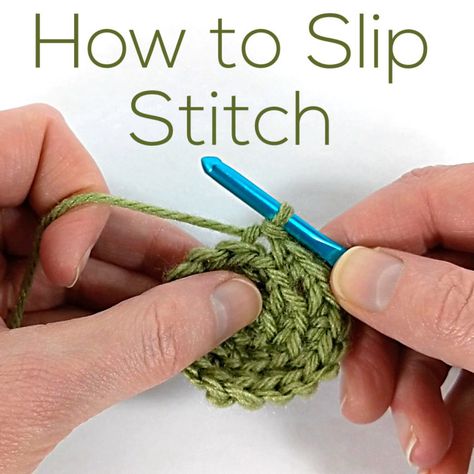 How to Slip Stitch - a video tutorial from Shiny Happy World Crochet, Single Crochet Stitch, Slip Stitch Crochet, Slip Stitch, Beginner Crochet Projects, Crochet Needlework, How To Do Crochet, Yarn Projects, Crochet For Beginners