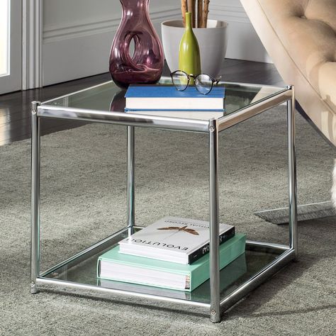 Ideas, Home Décor, Unisex, Interior, Glass Side Tables, Glass End Tables, Silver Table, Modern Side Table, End Tables