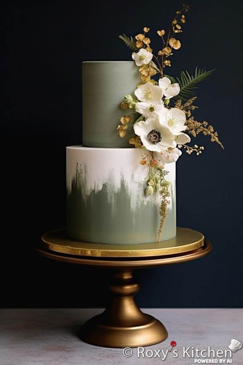 Fondant, Cake Wedding, Wedding Cake Designs, Two Tier Cake, Wedding Cake Green Gold, Wedding Cakes With Cupcakes, Wedding Cake Simple, Tiered Cake Design, Wedding Cake Inspiration