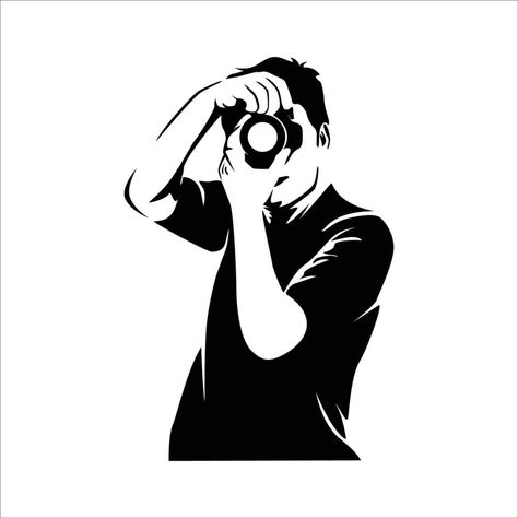 photograph silhouette. people use camera vector illustration. professional photographer.