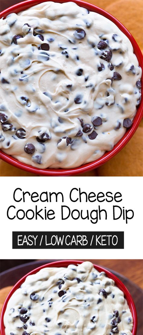 Super healthy and secretly #keto #lowcarb cookie dough dip for parties #easy #healthy #sugarfree #food #weightwatchers Courgettes, Paleo, Dessert, Cheesecakes, Desserts, Keto Chocolate Chips, Keto Cookies, Keto Friendly Desserts, Keto Desserts