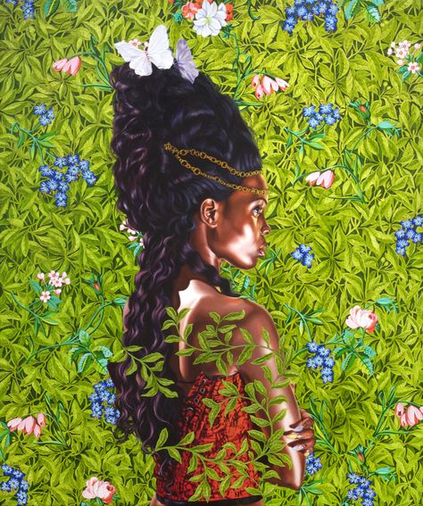 Kehinde Wiley (American, b. 1977), Portrait of Bintou Fall, 2014. Oil on linen, 72 x 60 in. via oncanvas Ideas, Art Photography, Portrait, Photo Art, Middle School Art, Contemporary Art, Art, Fine Art, Portrait Art