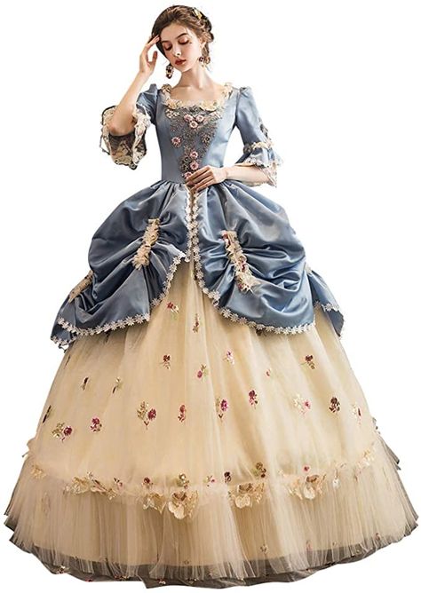 Amazon.com: High-end Court Rococo Baroque Marie Antoinette Ball Dresses 18th Century Renaissance Historical Period Dress Gown for Women (XL:Height65-67 Chest42-43 Waist33.5-35", Yellow & Blue) : Clothing, Shoes & Jewelry