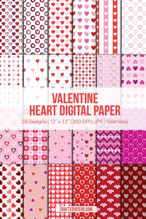 Free Valentine heart digital paper (personal use only). The designs are 12x12 in JPG format. Download this set at https://craftstarters.com/download/digital-paper/valentine-heart/ Cards, Free Digital Scrapbooking Paper, Printable Scrapbook Paper, Free Digital Scrapbooking, Free Scrapbook Paper, Digital Paper Free Download Printables Patterns, Valentines Patterns, Digital Paper Freebie, Printable Paper