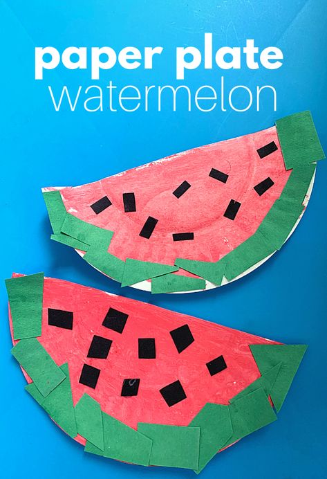 Paper Plate Watermelon Craft For Preschoolers - No Time For Flash Cards Pre K, Crafts, Diy, Paper Plate Crafts For Kids, Spring Crafts For Preschoolers, Preschool Food Crafts, Easy Preschool Crafts, Craft Activities For Toddlers, Preschool Summer Crafts