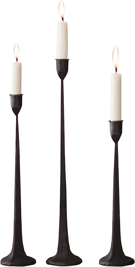 Amazon.com: Iron Taper Candle Holder - Decorative Candle Stand - Candlestick Holder for Wedding, Dinning, Party, Set 3 : Home & Kitchen Ideas, Design, Tall Candlestick Holders, Black Candlestick Holders, Candle Holder Set, Tall Candlesticks, Metal Candle Stand, Metal Candle Holders, Candlestick Holders