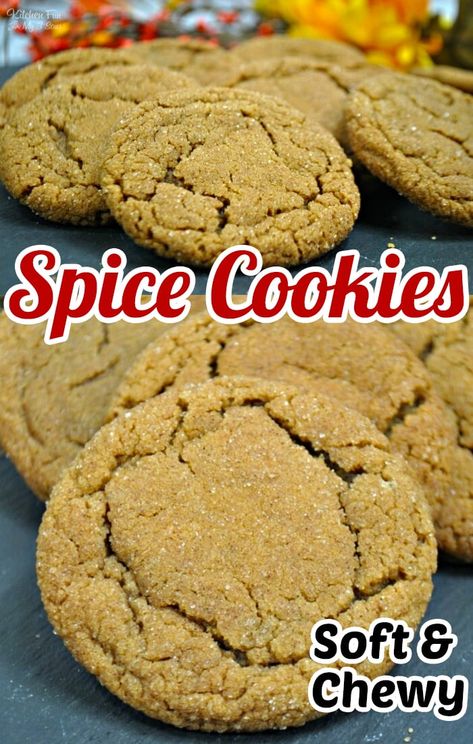 Spice Cookies are chewy and made with dark molasses, pumpkin spice, and ginger to make the perfect Holiday Cookie. #recipes #fall #cookies #dessert Nice, Desserts, Dessert, Spice Cookie Recipes, Spice Cookies, Pumpkin Spice Cookies, Pumpkin Pie Spice Recipe, Ginger Bread Cookies Recipe, Molasses Cookies