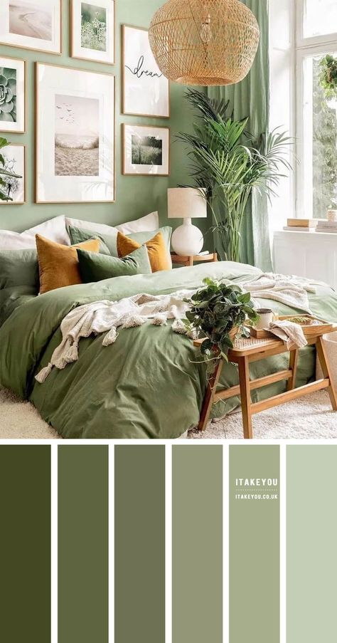 Design, Home Décor, Interior, Green Bedroom Colors, Bedroom Color Schemes Green, Summer Bedroom Colors, Green Room Colors, Room Color Schemes, Bedroom Color Schemes