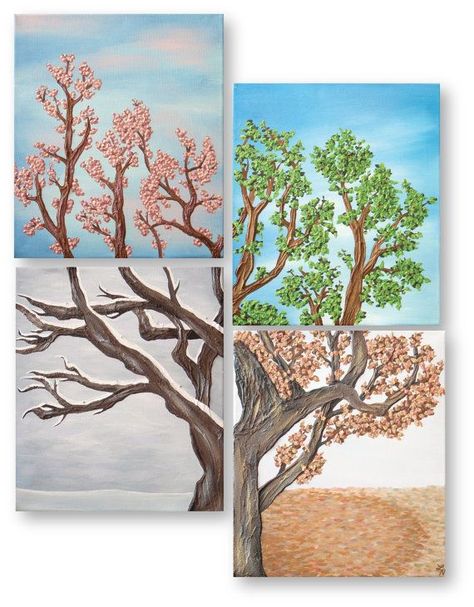 The 4 seasons fall winter spring summer! Art, Canvas Art, Painting & Drawing, Pastel, Seasons Art, Four Seasons, Fall Winter, Painting Inspiration, Home Art