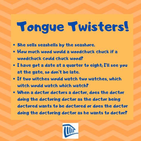 Did you know that the last Saturday of February is International Tongue Twister Day? Try to say the following tongue twisters ten times fast! Comment any others you might know! He Wants, Which Witch, Tongue Twisters