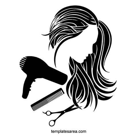 Hair Salon With Women Face and Scissors Silhouette SVG Vector Instagram, Gaya Rambut, Fotos, Hair Icon, Inspo, Kunst, Ilustrasi, Silhouette, Bunga