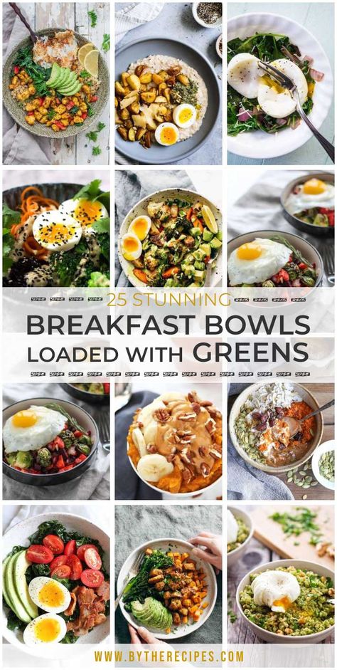 Finding something healthy and flavorful for breakfast? Look no further! This article surely keeps you satisfied. It shares 25 stunning breakfast bowls that are loaded with greens. 		#Avocado #Bowl #Cauliflower #Egg #Pumpkin #Quinoa #Rice #Spinach Healthy Recipes, Breakfast Recipes, Wines, Meal Prep, Breakfast Bowls Recipe, Breakfast Bowl Vegan, Healthy Breakfast Bowls, Breakfast Bowls, Breakfast Ideas