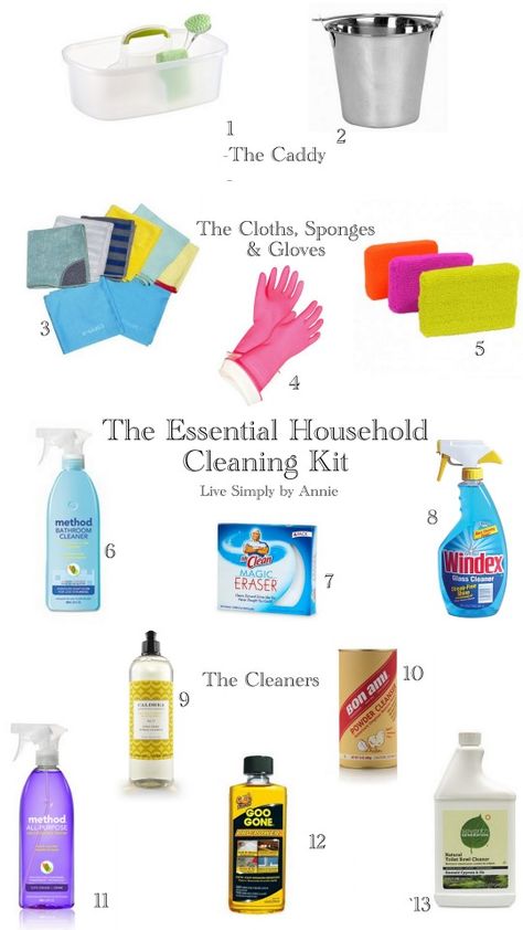 The Essential Household Cleaning Kit Organisation, Cleaning Solutions, Cleaning Caddy, Diy Cleaning Products, Cleaning Household, Cleaning Kit, Cleaning Organizing, Cleaning Hacks, Bathroom Cleaning Supplies