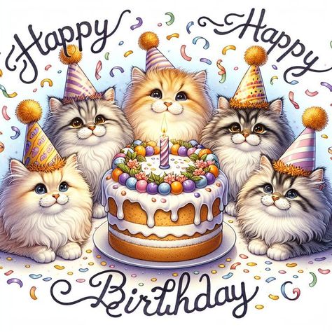 Happy Happy Birthday Pictures, Photos, and Images for Facebook, Tumblr, Pinterest, and Twitter Happy Birthday Cats Cute Greeting Card, Happy Birthday Wishes Vintage, Happy Birthday Cats Cute, Happy Birthday With Cats, Happy Birthday Cats, Cat Birthday Wishes, Cute Happy Birthday Wishes, Cat Happy Birthday, Birthday Kitty