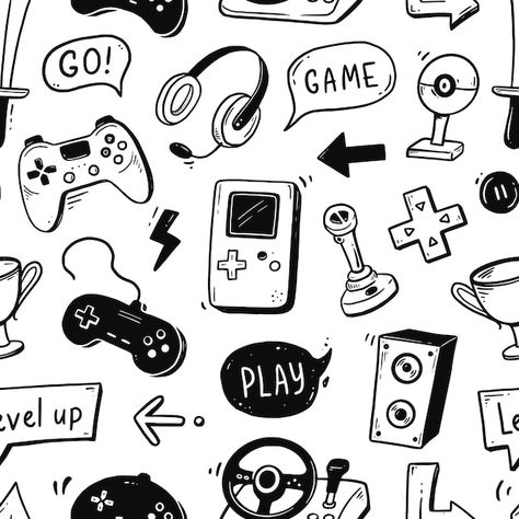 Doodles, Doodle, Video Game, Game Controller Art, Video Game Controller, Video Game Drawings, Video Game Console, Gaming Tattoo, Video Game Images