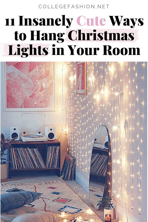 Christmas lights in room guide - 11 insanely cute ways to hang Christmas lights and fairy lights in your room or dorm Dorm Rooms, Diy, Design, Ideas, Decoration, Christmas Lights In Bedroom, Christmas Lights In Room, Christmas Dorm, Hanging Bedroom Lights