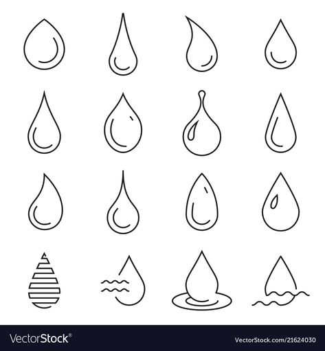 Collection of linear droplet icons isolated Vector Image , #Sponsored, #droplet, #linear, #Collection, #icons #AD Design, Art, Tattoos, Water Drop Vector, Water Drop Logo, Desain Grafis, Vector Free, Water Logo, Drop Logo