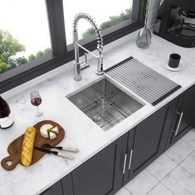 This sink is made of stainless steel and is not easy to rust and damage, which can ensure its long-term use. | Tryimagine 13 Inch Undermount Sink - 13"X15"X9" Undermount Stainless Steel Kitchen Sink 16 Gauge 9 Inch Deep Single Bowl Kitchen Sink Basin | Wayfair