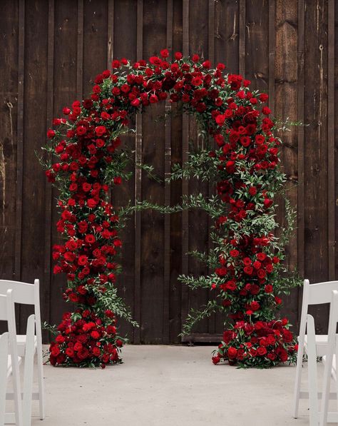 Engagements, Wedding Arch Flowers, Red Wedding Arch, Wedding Arch, Ceremony Decorations, Wedding Arches, Red Wedding Decorations, Red And White Wedding Decorations, Wedding Flower Decorations