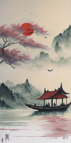 Art, Asian Art, Asian Artwork, Chinese Art, Japanese Drawings, Chinese Landscape, Japanese Landscape, Ilustrasi, Chinese Picture