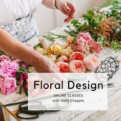 Holly has designed and styled over two thousand weddings. She now offers online floral design classes via her online school. She has taught floral design in China, Russia, Australia, London, Canada, Scotland, and across the United States. Join her at her Hope Flower Farm online school of floristry to learn more. Photo by Rebekah J. Murray Floral Arrangements, Gardening, Floral, Ideas, Flora, Design, Floral Wedding, Flower Business, Floral Design Business