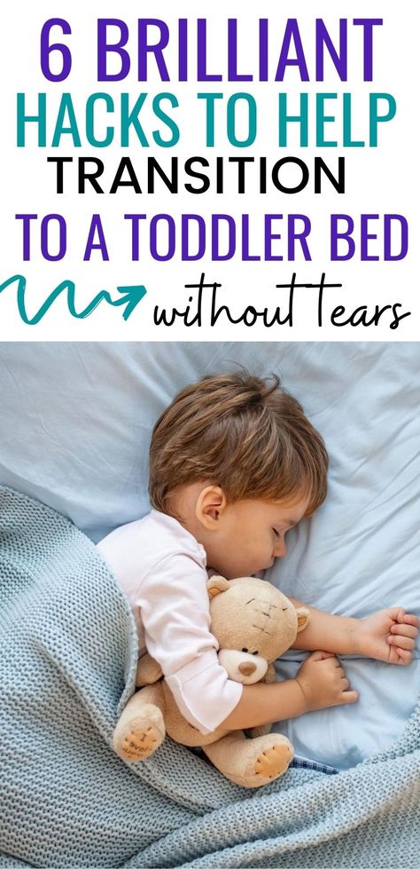 How to manage the transition to toddler bed with ease! When to make the transition Plus tons of helpful tips on switching from crib to toddler bed. Toddler Bedtime Routine, Toddler Bed Transition, Toddler Sleep Training, Toddler Bedtime, Toddler Travel Bed, Toddler Sleep, Big Kid Bed Transition, Toddler Crib, Crib Toddler Bed