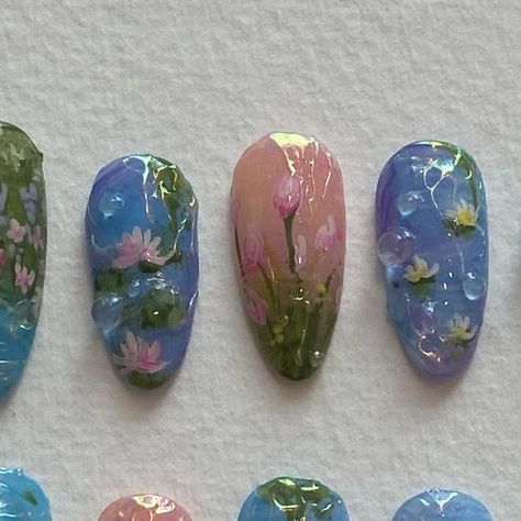press on nails • nail design art on Instagram: "custom set ; oil painted 2" Wardrobes, Nail Designs, Nail Art Designs, Press On Nails, Best Acrylic Nails, Painted Acrylic Nails, Nail Inspo, Pretty Gel Nails, Nails Inspiration