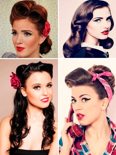 ESTILO DE PEINADO Pin Up, Vintage Hair, Peinados, Pin Up Hair, Pinup, Pin Up Looks, 1950s Hairstyles, Pin Up Makeup, Capelli