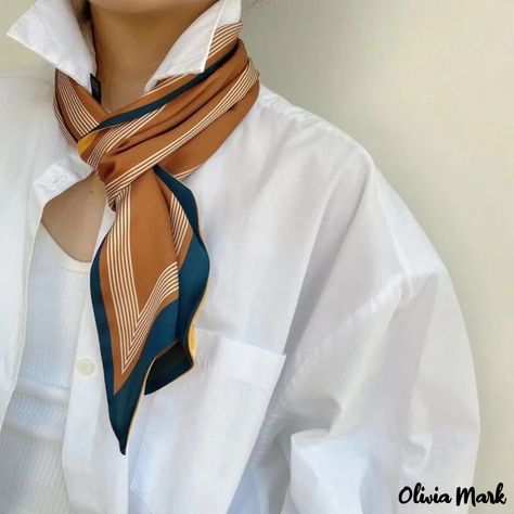 Couture, Tops, Silk Neck Scarf, Silk Scraf, Silk Scarf Style, Silk Scarf, Neckerchief Outfit, Silk Scarf Outfit, Scarf Wearing Styles