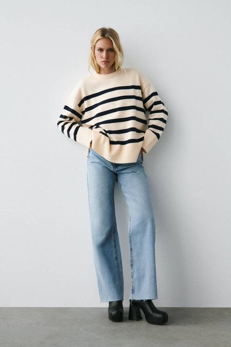 30 Zara, H&M and Mango Items That Are Expensive Looking | Who What Wear UK Jeans, Jumpers, Striped Jumper, Stripe Sweater, Stripped Sweater, Striped Knitted Sweater, Striped Knit, Striped Sweater Outfit, Striped Long Sleeve