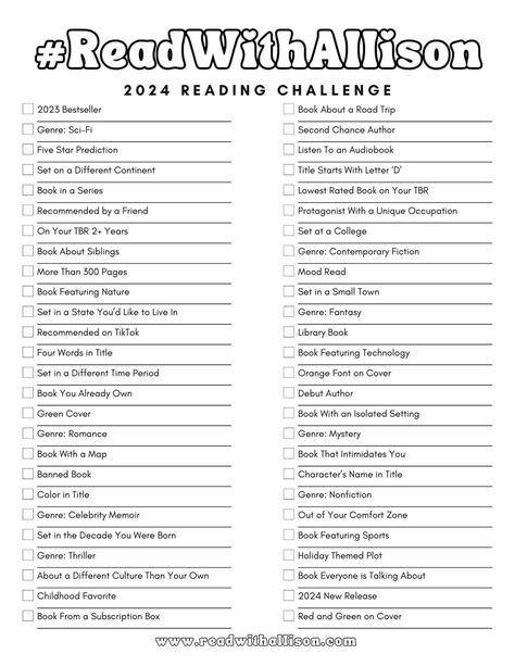 Read With Allison's 2024 Reading Challenge - Read With Allison Reading Lists, Reading, Inspiration, Reading List Challenge, Book Worth Reading, Worth Reading, Reading Challenge, Reading Plan, Book Challenge