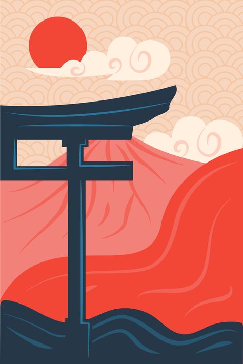 Japan Minimalist Wallpaper, Minimalist Japanese Wallpaper, Japanese Art Poster, Japanese Aesthetic Poster, Japan Flag Aesthetic, Japanese Style Background, Orange Japanese Aesthetic, Japan Flag Wallpaper, Simple Japanese Art