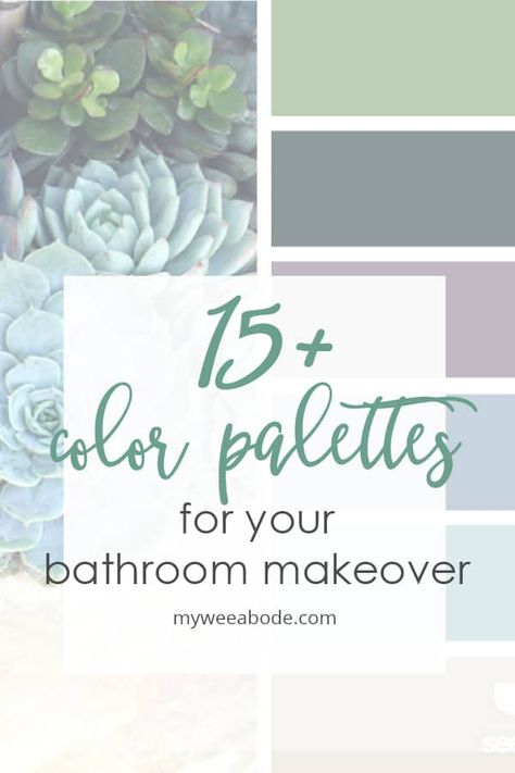 Creating a color palette for a room makeover is a great way to start with your designs and plans.  These bathroom color schemes will inspire you with a palette for your mood board. #myweeabode #moodboard #colorpalettes Design, Layout, Diy, Colors For Small Bathroom, Colors For Bathrooms, Paint Color Palettes, Paint Color Schemes, Bathroom Color Palettes, Color Schemes Colour Palettes