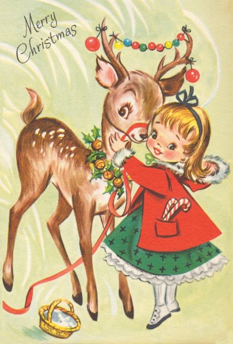 Images Noêl Vintages, Vintage Holiday Cards, Illustration Noel, Vintage Christmas Card, Vintage Christmas Images, Old Christmas, Card Collection, Christmas Memory, Christmas Scenes
