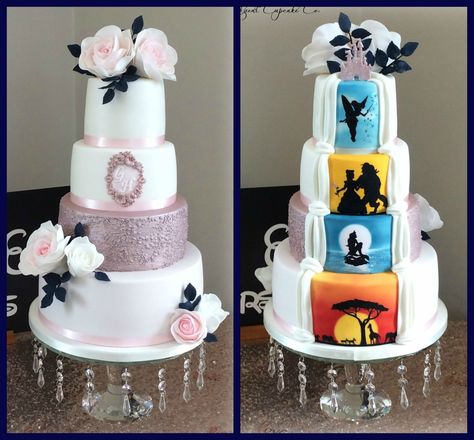Hidden Disney themed wedding cake........... Wedding Cake Toppers, Cake, Cupcakes, Cake Designs, Disney Wedding Cake, Disney Wedding Theme, Themed Wedding Cakes, Disney Inspired Wedding, Disney Wedding