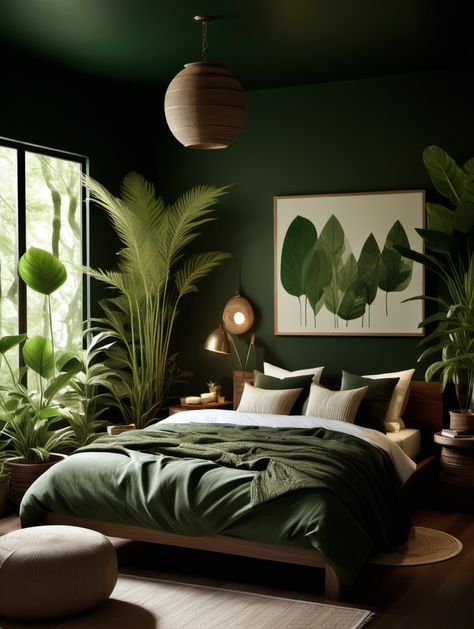 Dark Green Bedroom Ideas That Will Inspire You - Amanda Katherine Home Décor, Green Bedroom Walls, Green Bedroom Decor, Bedroom Color Schemes Green, Bedroom Colors, Green Bedroom Design, Bedroom Green, Bedroom Inspirations Green, Green Bedding