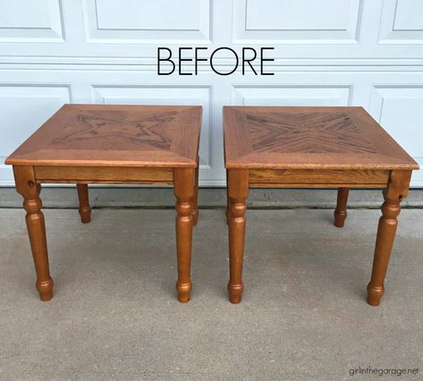 Garages, Diy, Tables, Modern Farmhouse, Furniture Makeover, Ideas, End Table Makeover, Redo End Tables, Refinished End Tables